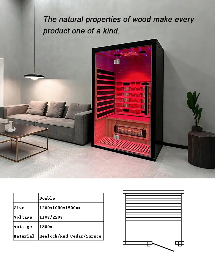 Premium 2-Person Infrared Sauna – Dual Heating System & Starry Sky Lighting Panel