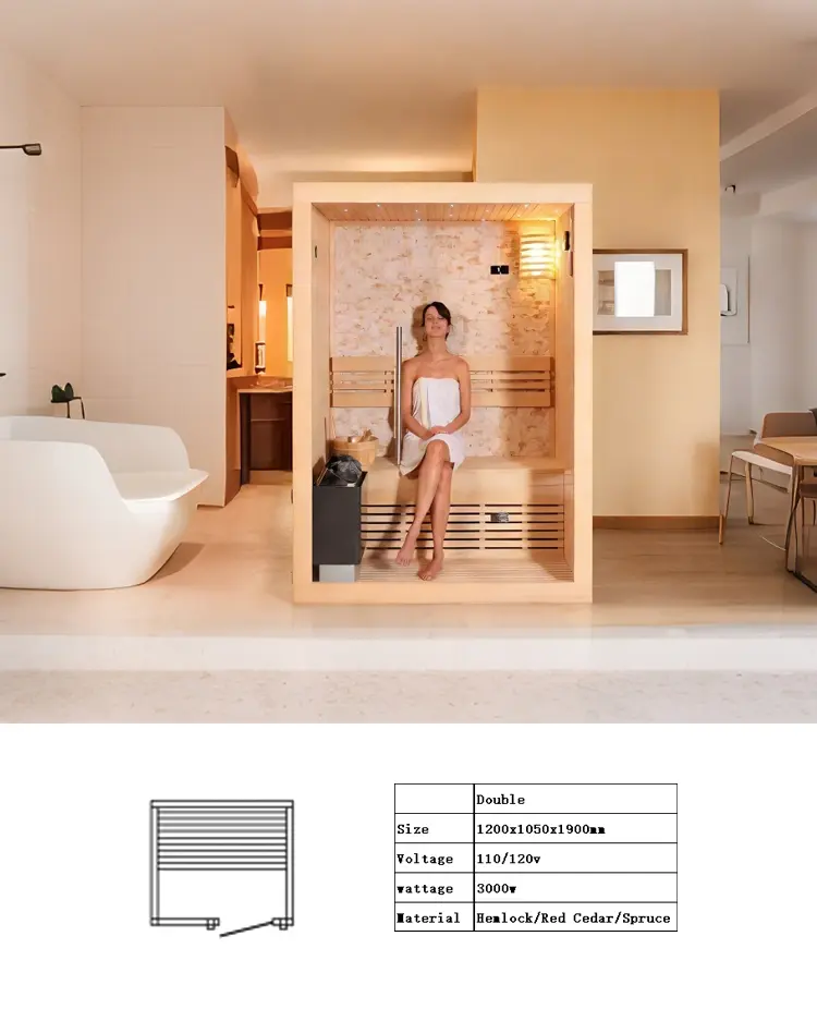 Hemlock 4-Person Steam Sauna Indoor Smart Control System, Sauna Stove, Dual Seats, Starlight