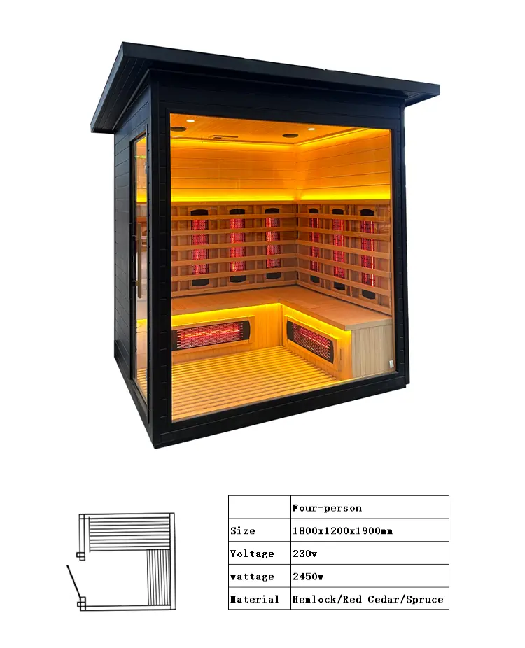2-4 Person Outdoor Home Dry Sauna Room, Made in China Factory