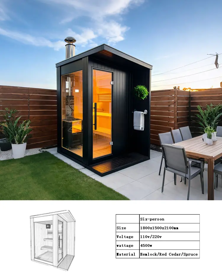 Factory Direct Outdoor Sauna Room 6KW Wood-Burning Stove Traditional Steam Shower Set Floor Mount