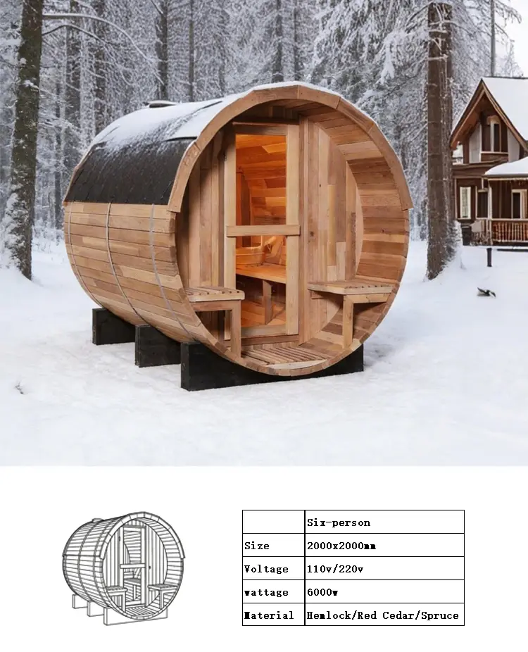 Factory Direct Sales Large Capacity Outdoor Wooden Sauna with Customizable Wet Steam Function