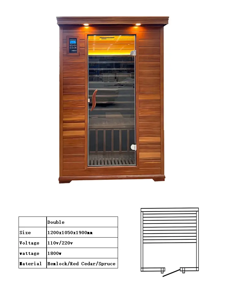 China Factory 2-Person Red Cedar Sauna – Far Infrared Carbon & Light Wave Heating with Starry Lights