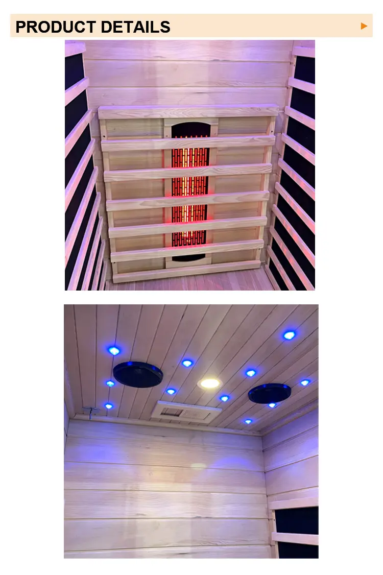 Cozy 2-Person Ironwood Sauna Cabin – Dual Heating & Starry Sky Ambient Lighting