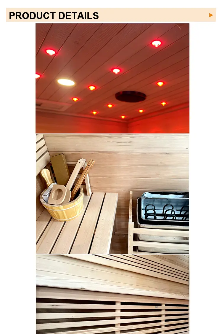 High-End Villa 6-Person Hemlock Indoor Steam Sauna Energy Saving, Sauna Stove, Dual Seats, Starlight, Smart Control