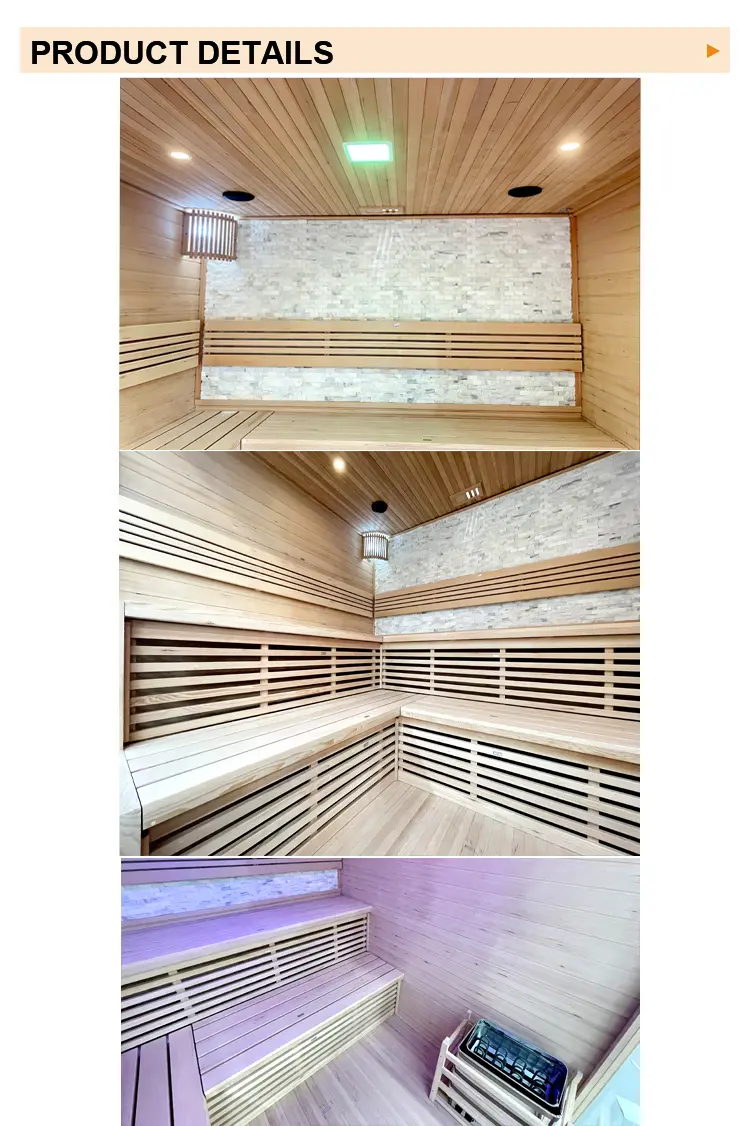 Indoor 4-Person Hemlock Steam Sauna Sauna Stove, Dual Seats, Starlight, Smart Control